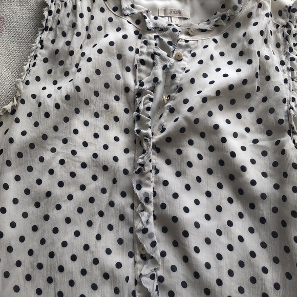 J. Crew off white 100% silk ruffle polka dot tank top. Sz 6 - Picture 4 of 12